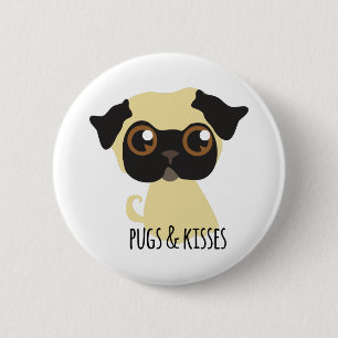 Pugs & Kisses 2 Inch Round Button