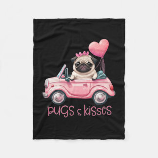 Pugs & Kisses Pug Valentine's Day  Fleece Blanket