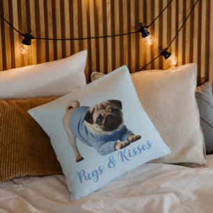 Pugs & Kisses  Throw Pillow