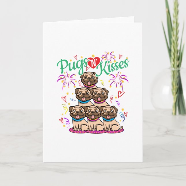 Pugs N Kisses Pug Dog Lover Card (Front)