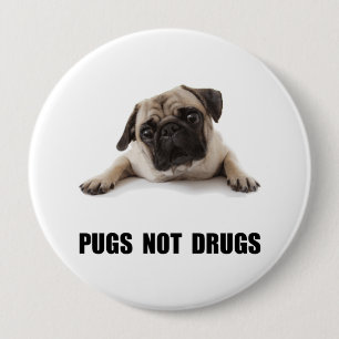 Pugs Not Drugs 4 Inch Round Button