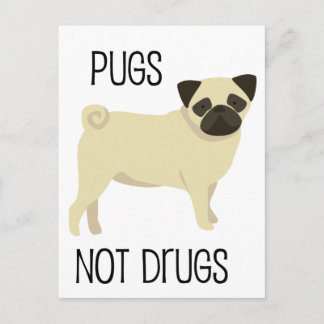 Pugs not drugs postcard