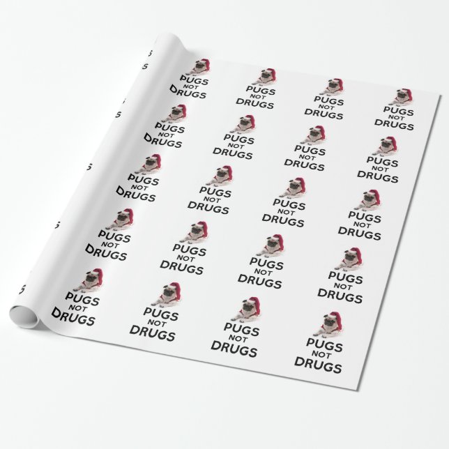 Pugs Not Drugs Wrapping Paper (Unrolled)