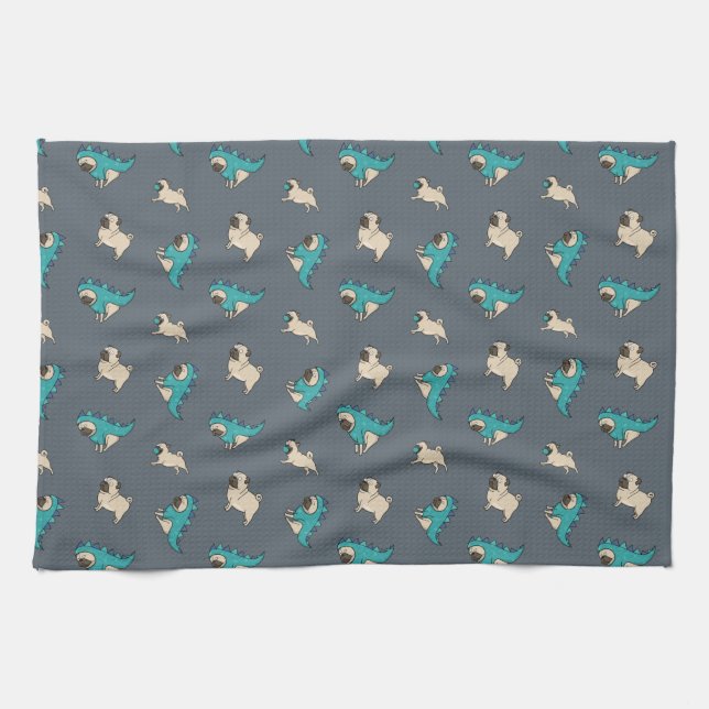 Pugs' Pattern, Dogs Rule! Kitchen Towel (Horizontal)