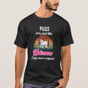 Pugs Retro Unicorn Vintage Sunset T-Shirt