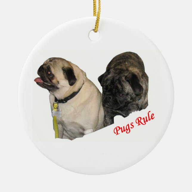 Pugs Rule Christmas Ornament (Front)