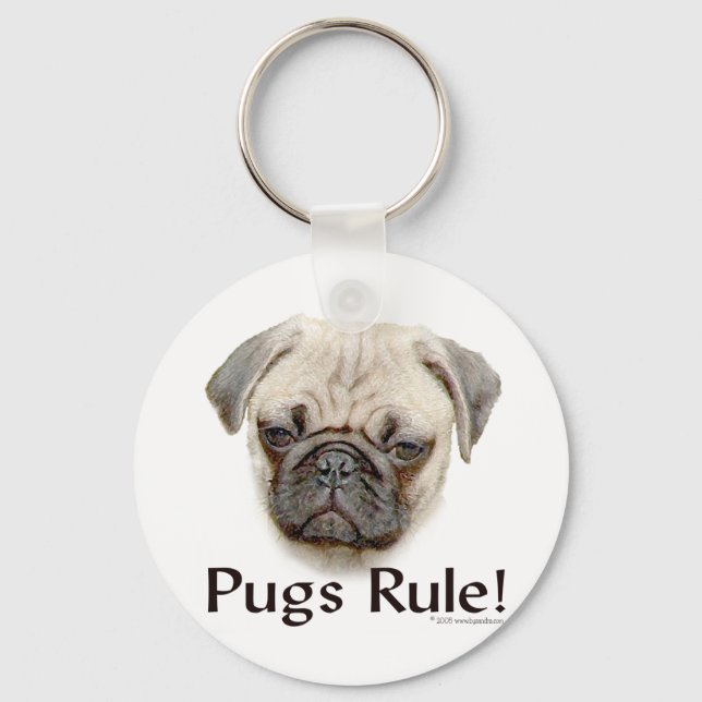 Pugs Rule Keychain (Front)