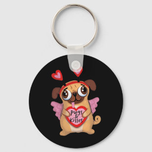 Pugs Valentine Cupid Pug Kisses Valentine Pug Love Keychain