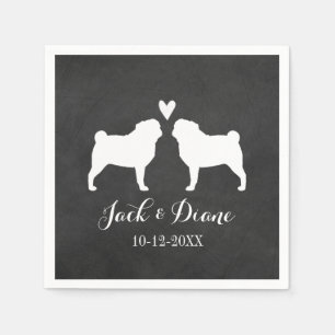Pugs Wedding Couple with Custom Text Napkin