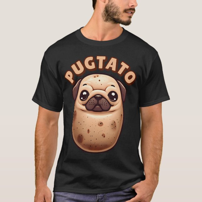Pugtato Funny cute Pug dog Potato Pun T-Shirt (Front)