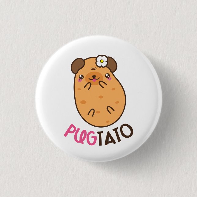 Pugtato Pug Potato 1 Inch Round Button (Front)