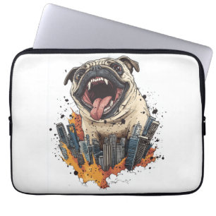 Pugzilla Attacks � Funny Monster Dog Laptop Sleeve