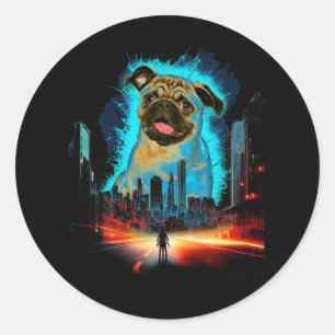 Pugzilla Pug For Dog Lovers To Halloween Costume G Classic Round Sticker