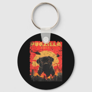 Pugzilla Tee Design For Pug Owner Retro Vintage Keychain