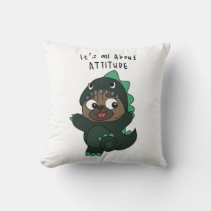 Pugzilla Throw Pillow