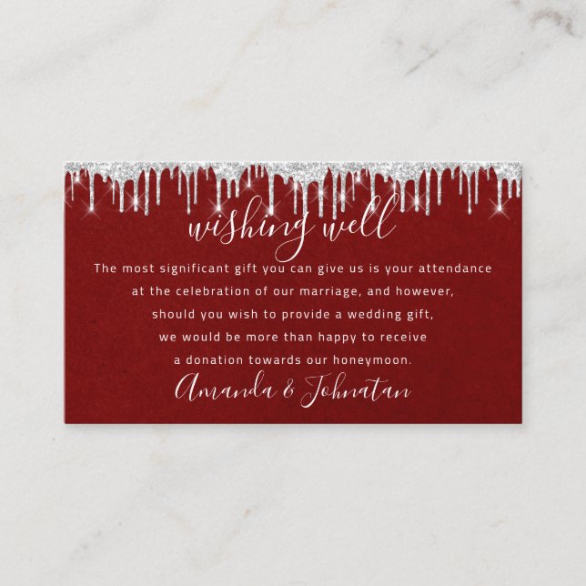 Puits de souhaits pour invitation de mariage vin r (Devant)