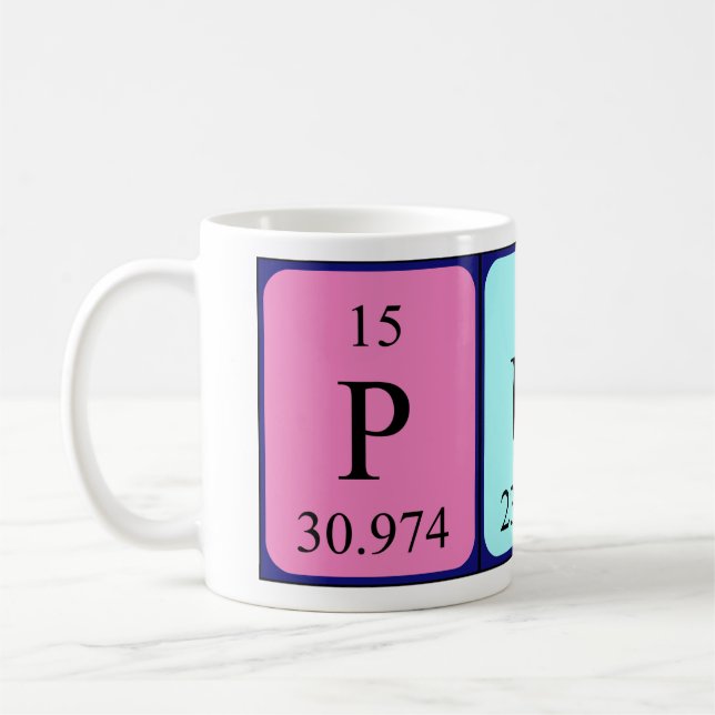 Puk periodic table name mug (Left)