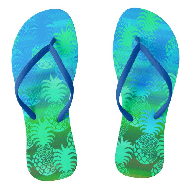Pukana Hawaiian Pineapple Sunset Blend Flip Flops (Footbed)