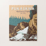 Pukaskwa National Park Canada Travel Art Vintage Jigsaw Puzzle<br><div class="desc">Pukaskwa National Park vector art design. The Park is known for its vistas of Lake Superior and boreal forests.</div>