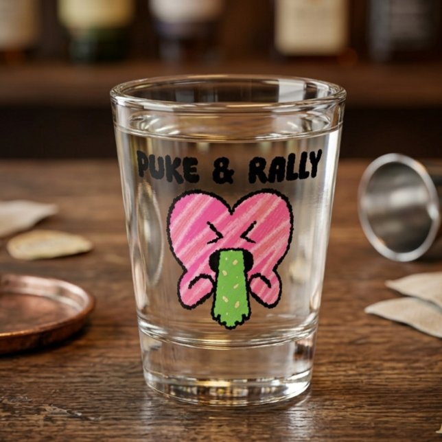 Puke & Rally Shot Glass – Pink Heart Edition (Creator Uploaded)