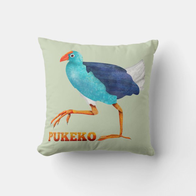 Pukeko Throw Pillow (Front)