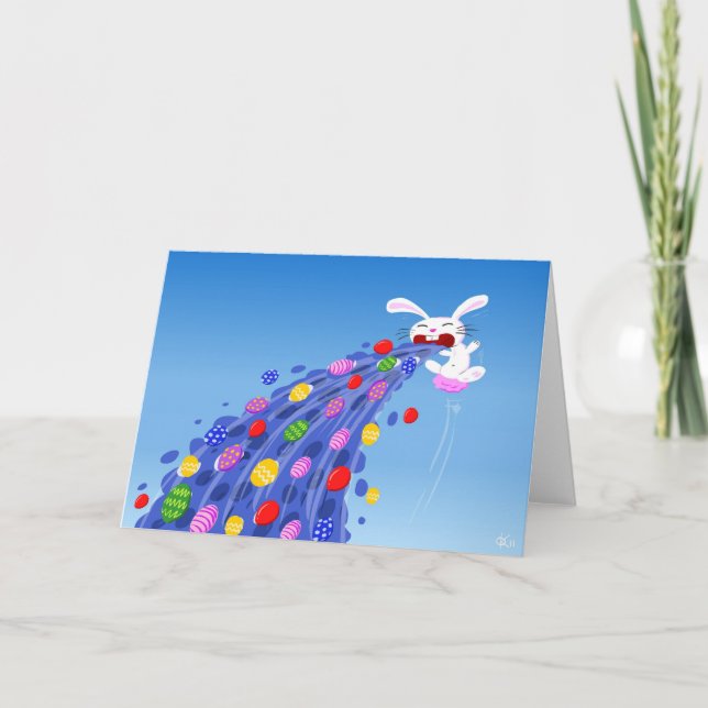 Puking Bunny Holiday Card (Front)