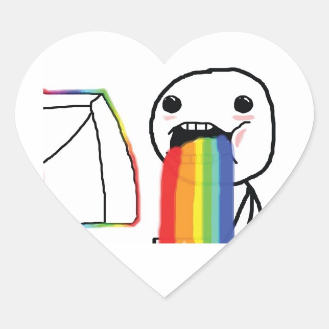 Puking Rainbows Heart Sticker (Front)