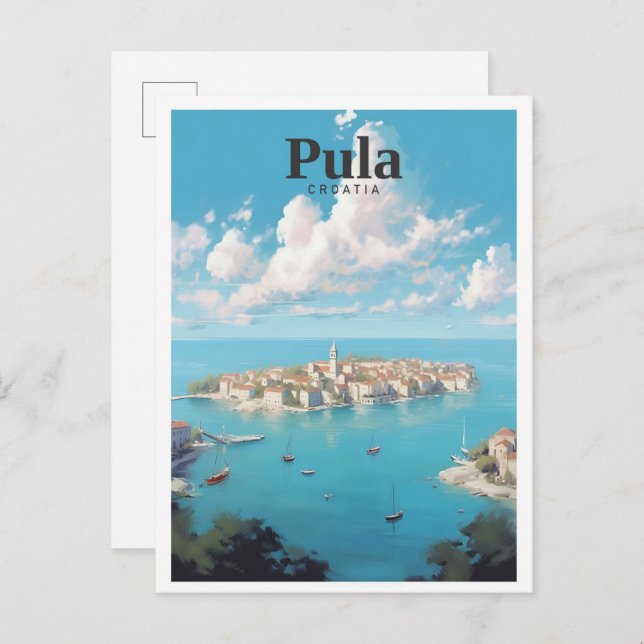 Pula Croatia Art Vintage Travel  Postcard (Front/Back)