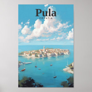 Pula Croatia Art Vintage Travel Poster