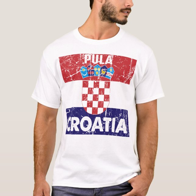 Pula Croatie Vintage Flaggen T-shirt (Devant)