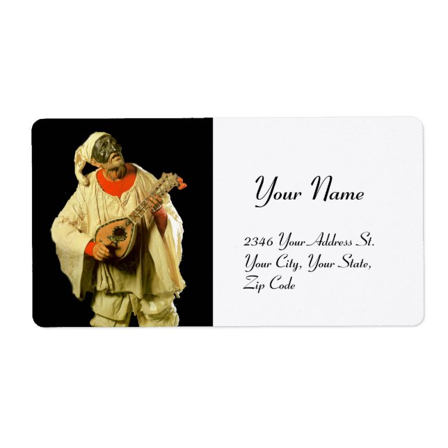 PULCINELLA AVEC MANDOLIN noir blanc (Devant)