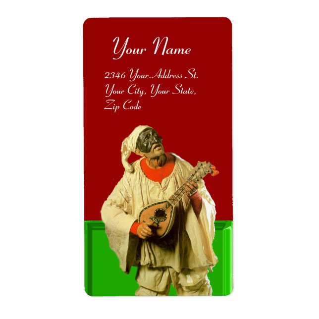 PULCINELLA AVEC MANDOLIN rouge vert blanc (Devant)