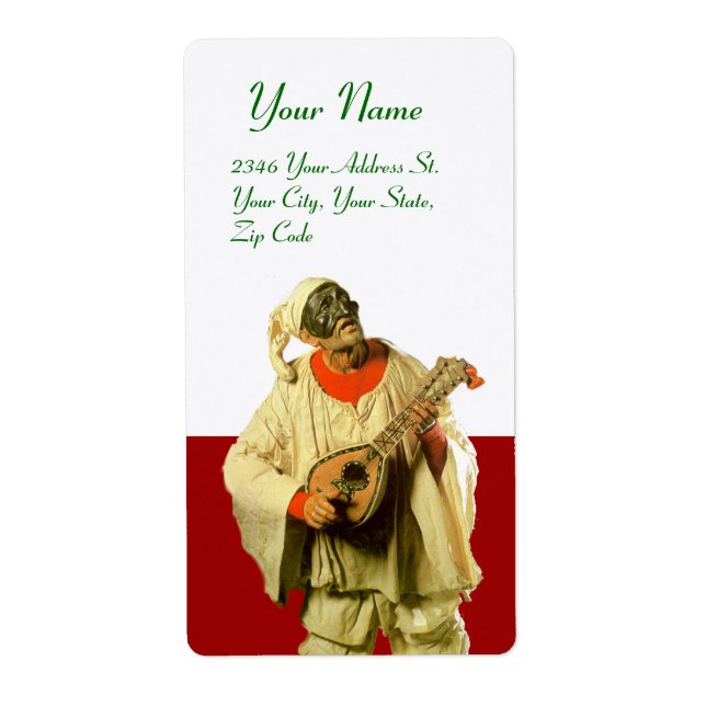 PULCINELLA AVEC MANDOLIN rouge vert blanc (Devant)