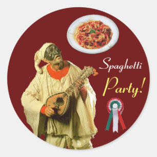 PULCINELLA  ITALIAN KITCHEN PARTY Red Green White Classic Round Sticker