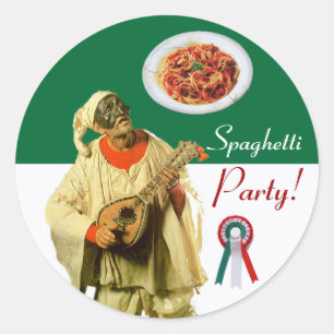 PULCINELLA  ITALIAN KITCHEN PARTY red white black Classic Round Sticker