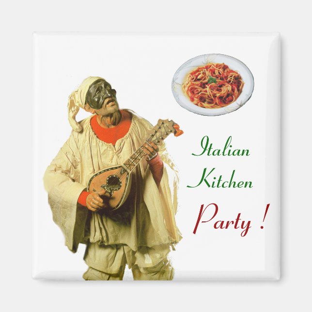 PULCINELLA  ITALIAN KITCHEN PARTY ,white Magnet (Front)