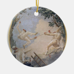 Pulcinella on a Swing, 1797 (fresco) Ceramic Ornament