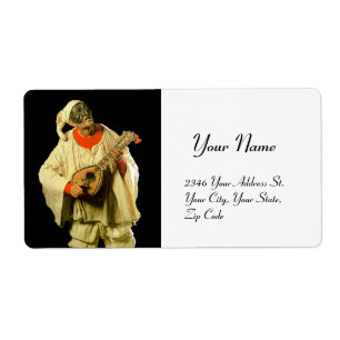 PULCINELLA WITH MANDOLIN black white