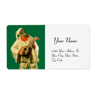 PULCINELLA WITH MANDOLIN green white