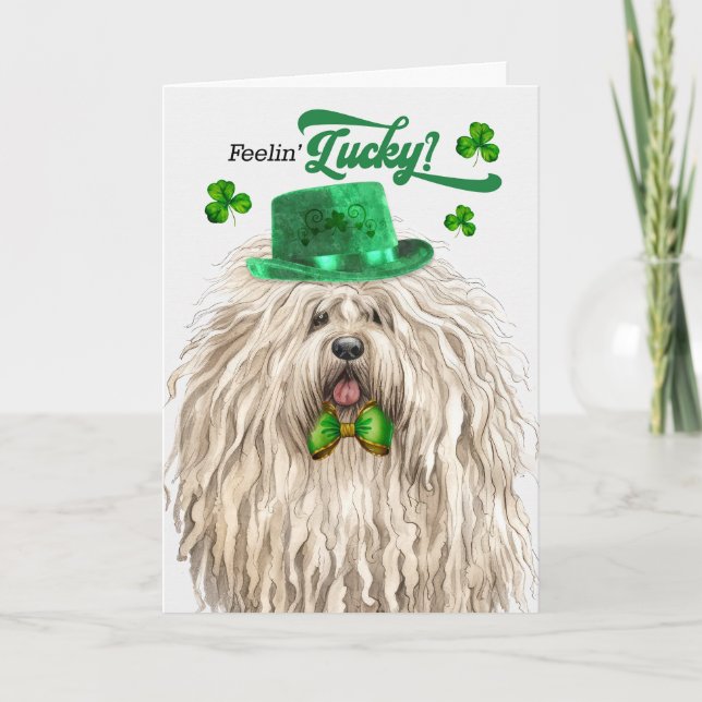 Puli Dog Lucky St Patrick's Day Holiday Card (Front)