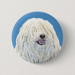 Puli Painting - Cute Original Dog Art 2 Inch Round Button