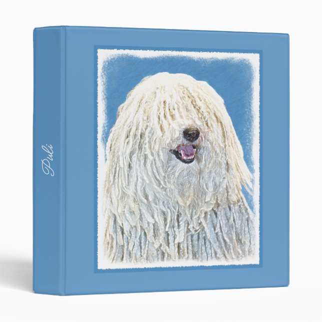 Puli Painting - Cute Original Dog Art 3 Ring Binde Binder (Front/Spine)