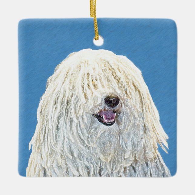 Puli Painting - Cute Original Dog Art Ceramic Ornament (Front)