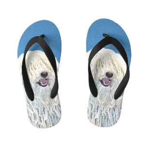Puli Painting - Cute Original Dog Art Kid's Flip Flops