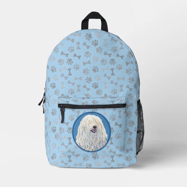 Puli Painting - Cute Original Dog Art Printed Backpack (Front)