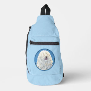 Puli Painting White Cream Cute Original Dog Art Sling Bag