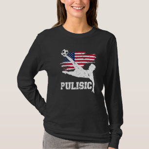 Pulisic Usa Flag Soccer Football Fan Silhouette Gr T-Shirt