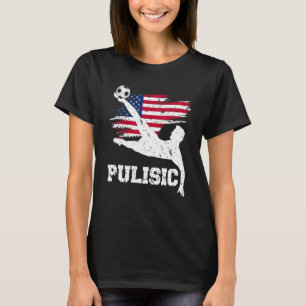 Pulisic Usa Flag Soccer Football Fan Silhouette Gr T-Shirt