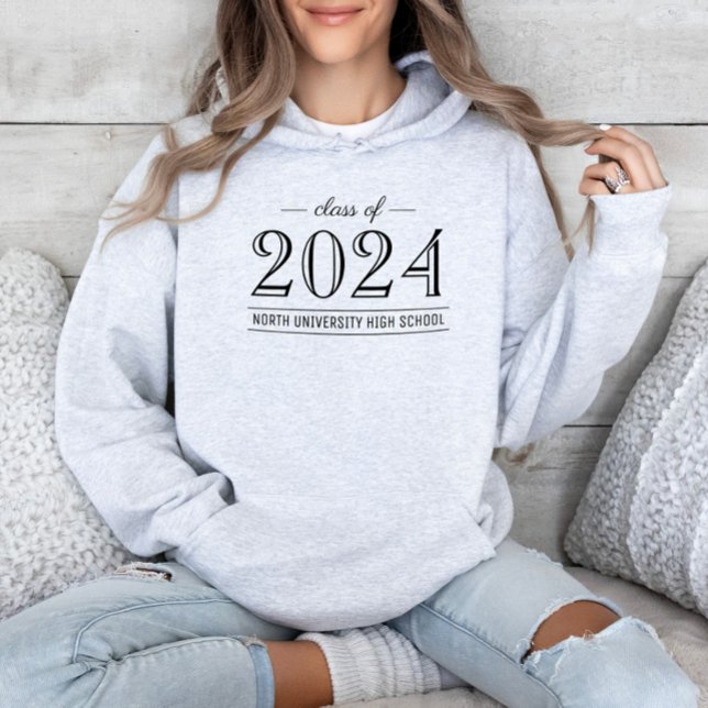Pull À Capuche 2025 Elegant Black and White Custom Graduation (Créateur téléchargé)
