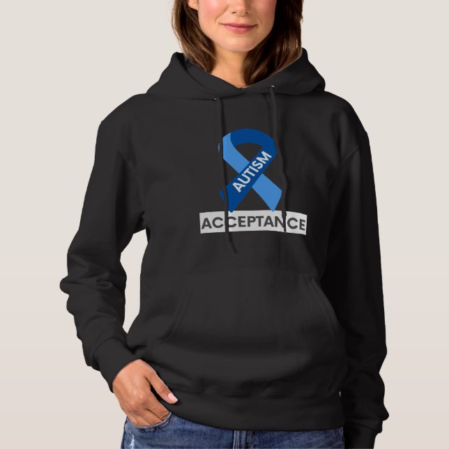 Pull À Capuche Acceptation de l'autisme Ruban bleu (Devant)